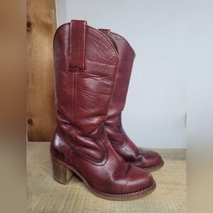 Burgundy Women’s Vintage Western Boots 6.5 Made In USA